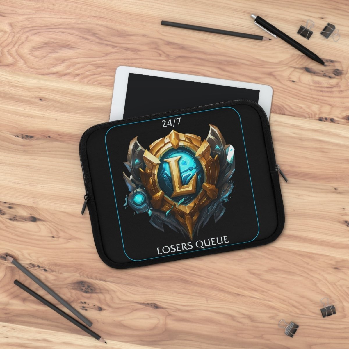 Goated Goods - League of Legends - 247 Losers Queue - Laptop Sleeve - Black - 10"