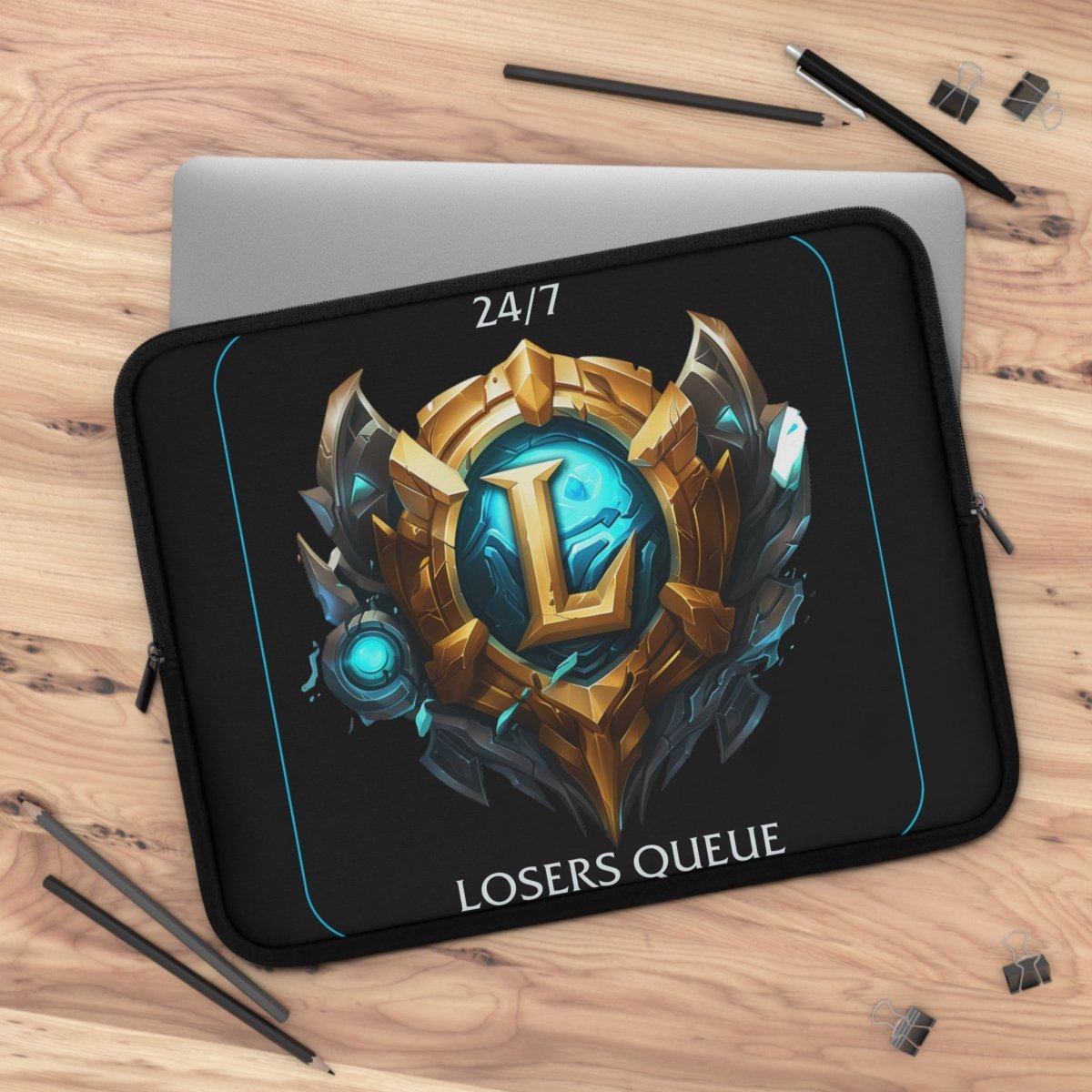 Goated Goods - League of Legends - 247 Losers Queue - Laptop Sleeve - Black - 17"