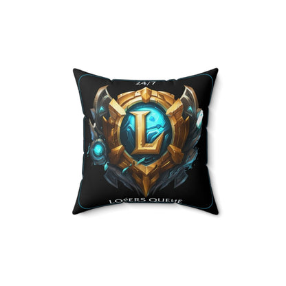 Goated Goods - League of Legends - 247 Losers Queue - Square Pillow - 14" × 14" -