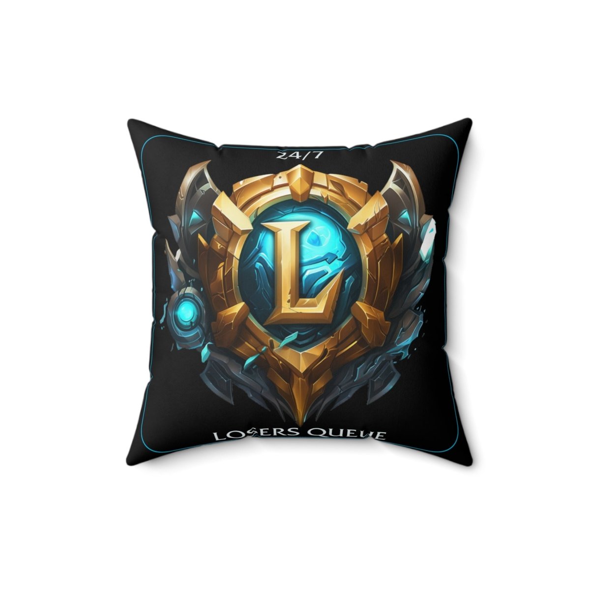 Goated Goods - League of Legends - 247 Losers Queue - Square Pillow - 16" × 16" -