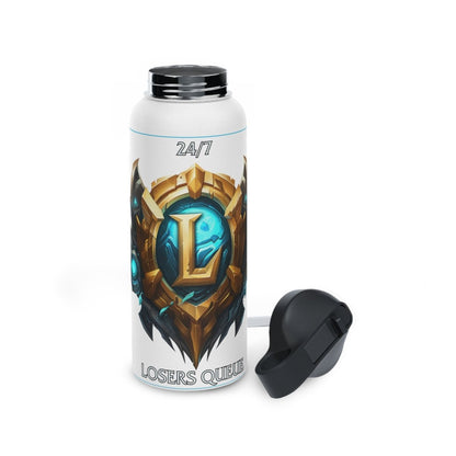 Goated Goods - League of Legends - 247 Losers Queue - Stainless Steel Water Bottle, Standard Lid - 32oz - White