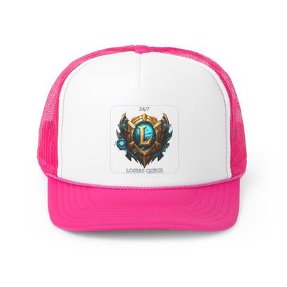 Goated Goods - League of Legends - 247 Losers Queue - Trucker Hat - Pink - One size