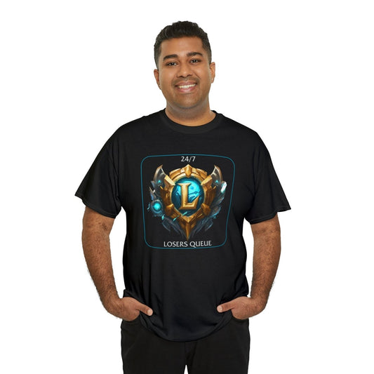 Goated Goods - League of Legends - 247 Losers Queue - Unisex T-shirt - Black - 4XL