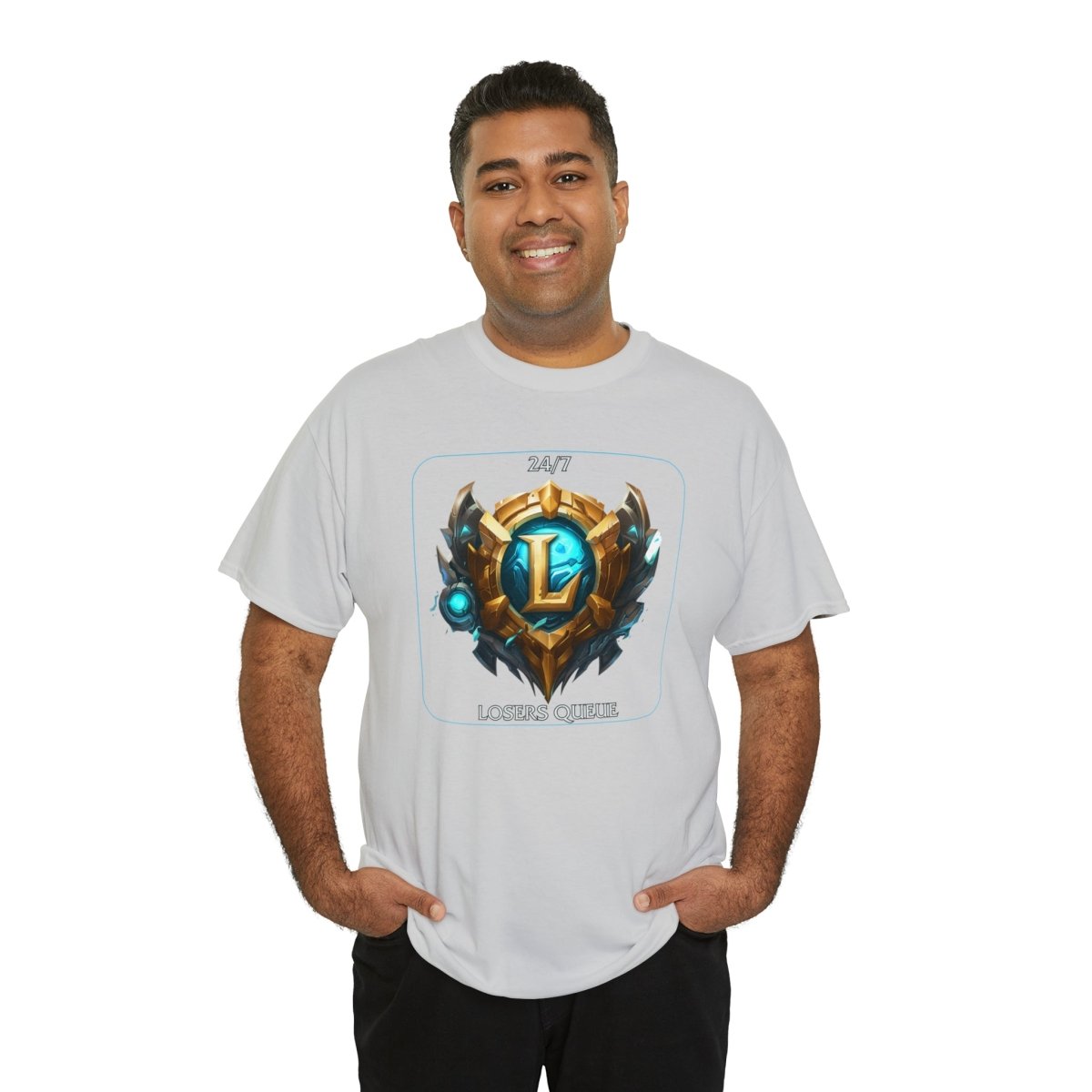 Goated Goods - League of Legends - 247 Losers Queue - Unisex T-shirt - Ice Grey - S