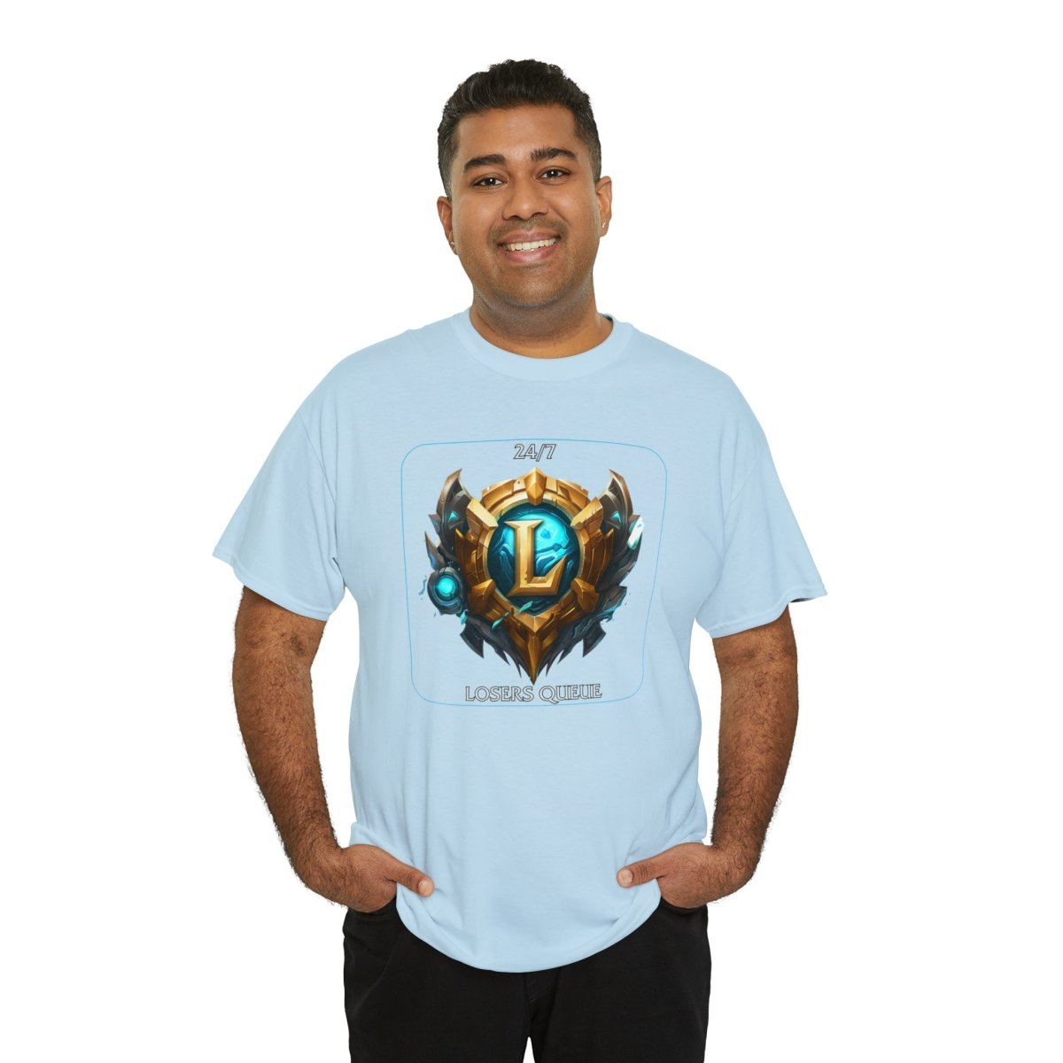 Goated Goods - League of Legends - 247 Losers Queue - Unisex T-shirt - Light Blue - S