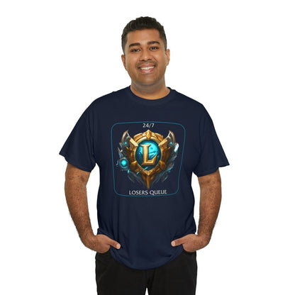 Goated Goods - League of Legends - 247 Losers Queue - Unisex T-shirt - Navy - S