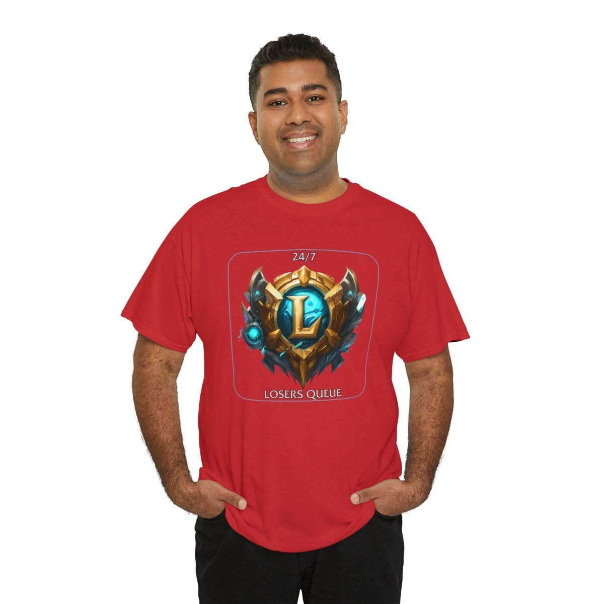 Goated Goods - League of Legends - 247 Losers Queue - Unisex T-shirt - Red - S