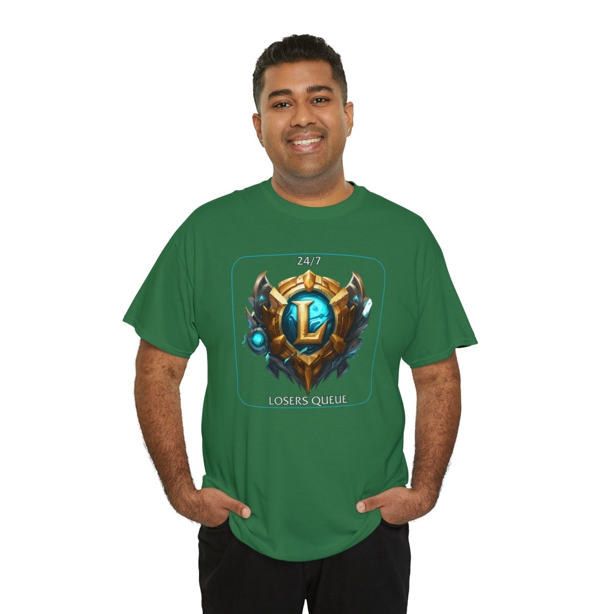 Goated Goods - League of Legends - 247 Losers Queue - Unisex T-shirt - Turf Green - S