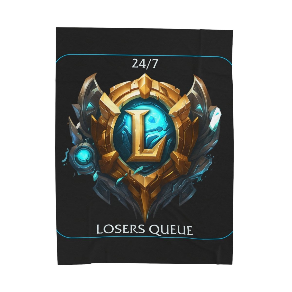 Goated Goods - League of Legends - 247 Losers Queue - Velveteen Plush Blanket - 60" × 80" -