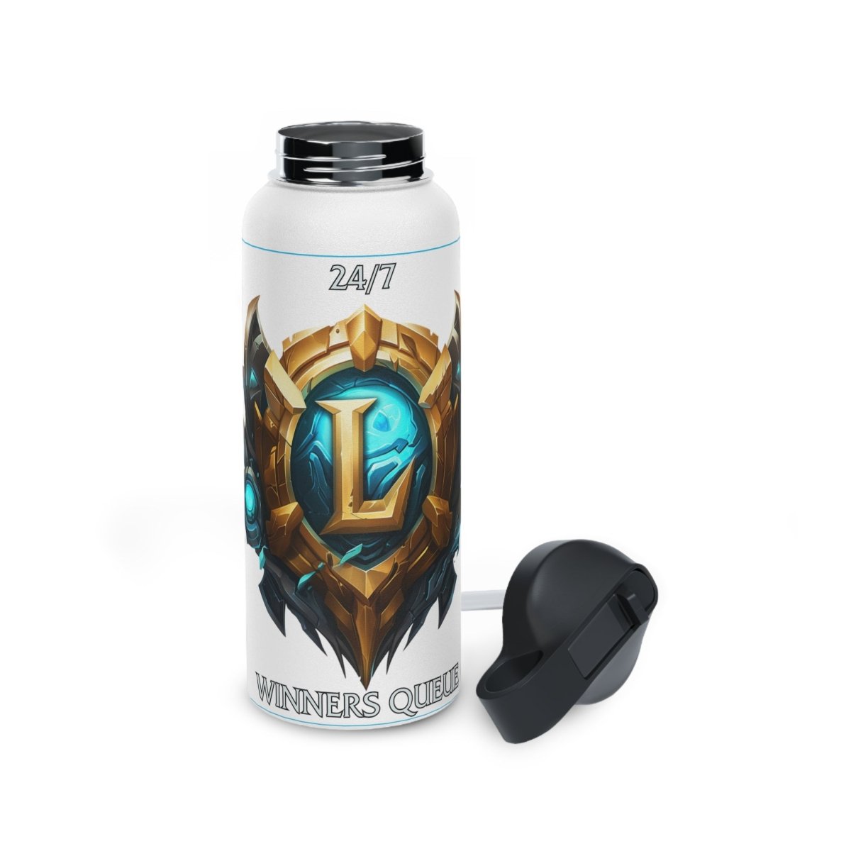 Goated Goods - League of Legends - 247 Winners Queue - Stainless Steel Water Bottle, Standard Lid - 32oz - White