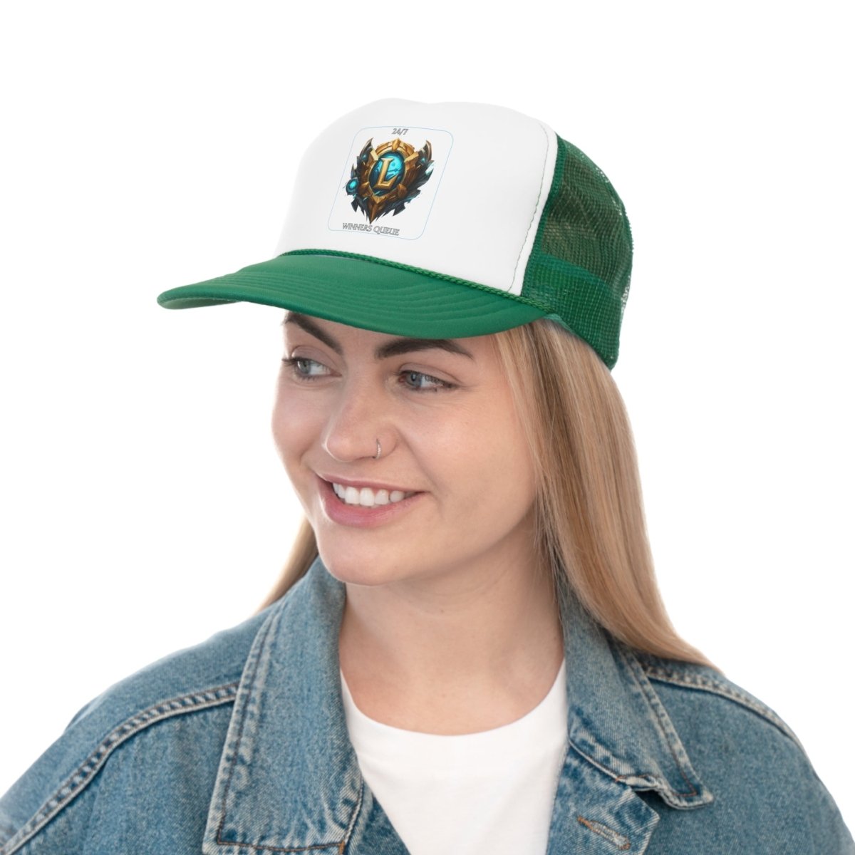 Goated Goods - League of Legends - 247 Winners Queue - Trucker Hat - Green - One size