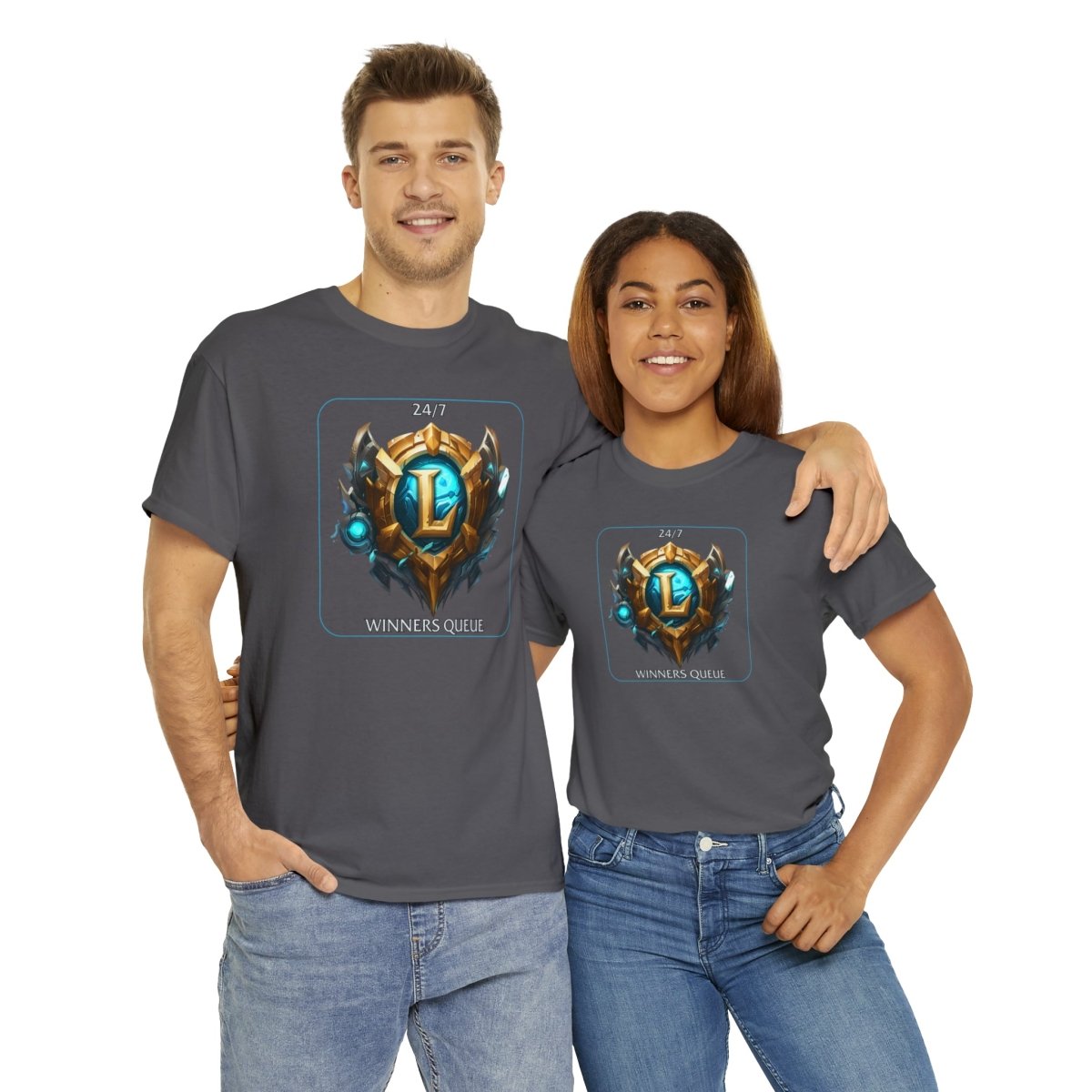 Goated Goods - League of Legends - 247 Winners Queue - Unisex T-shirt - Charcoal - S