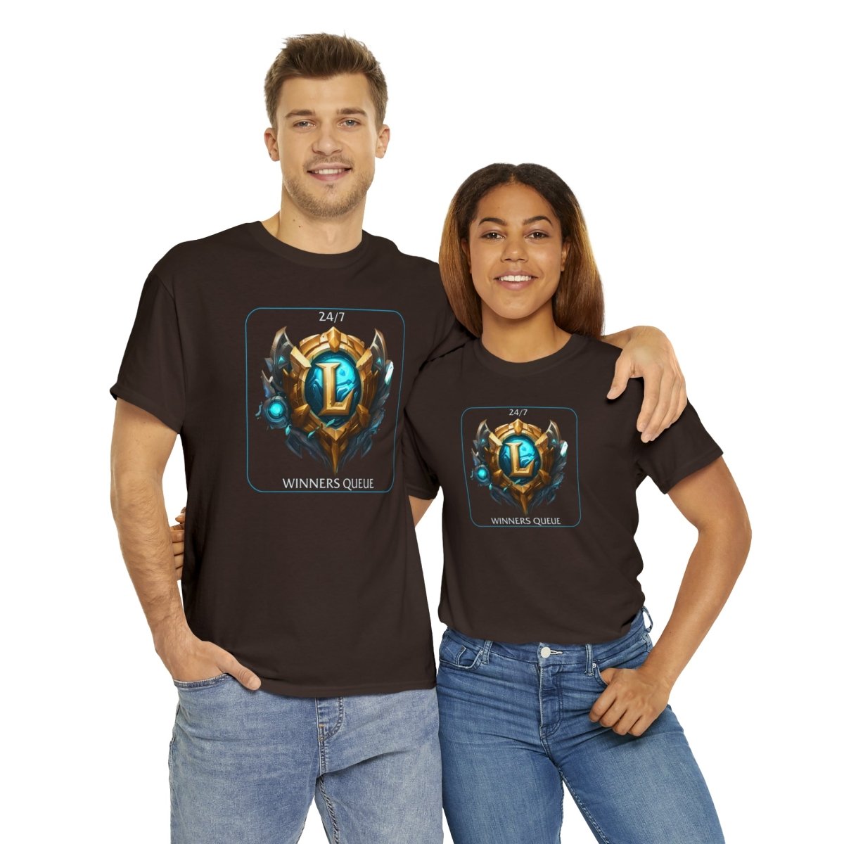 Goated Goods - League of Legends - 247 Winners Queue - Unisex T-shirt - Dark Chocolate - S