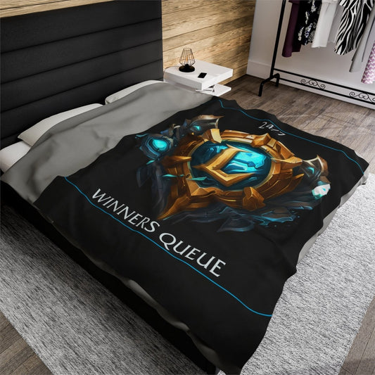 Goated Goods - League of Legends - 247 Winners Queue - Velveteen Plush Blanket - 60" × 80" -