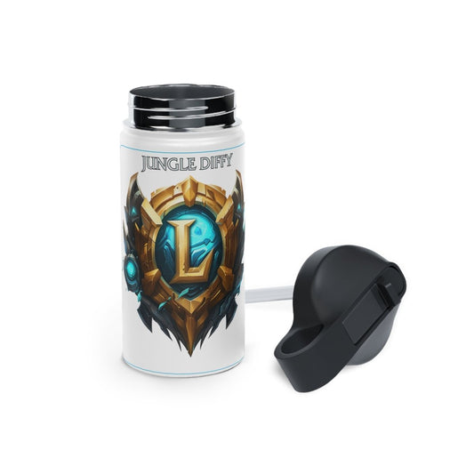 Goated Goods - League of Legends - Jungle Diffy - Stainless Steel Water Bottle, Standard Lid - 12oz - White