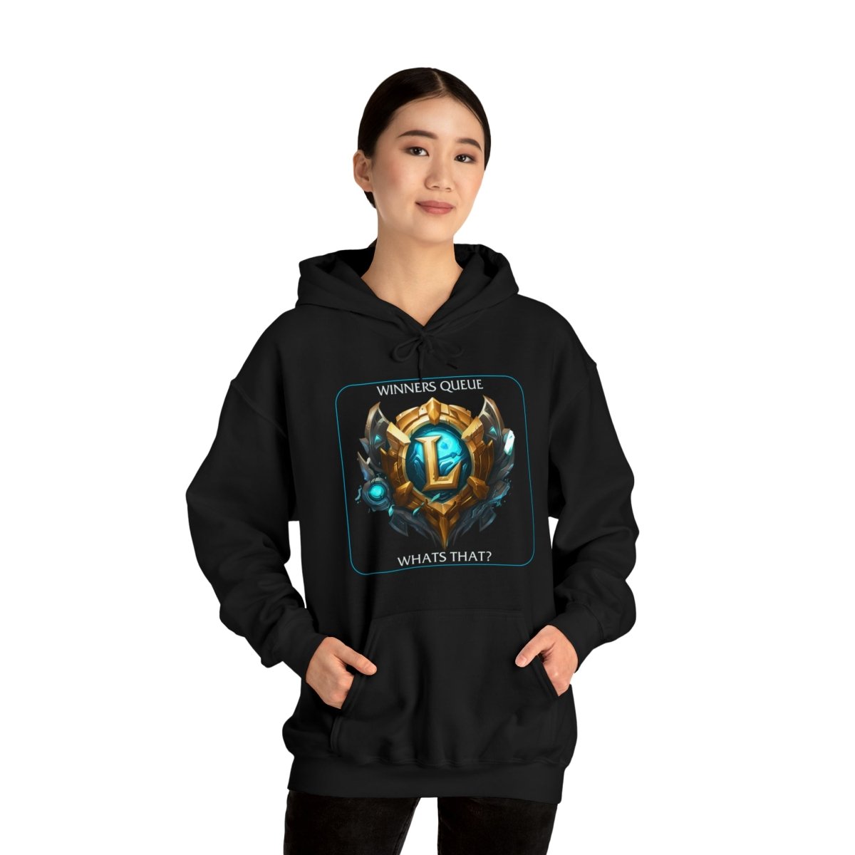 Goated Goods - League of Legends - Winners Queue What's That - Unisex Hoodie - Black - S