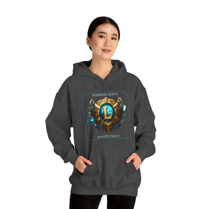 Goated Goods - League of Legends - Winners Queue What's That - Unisex Hoodie - Dark Heather - M