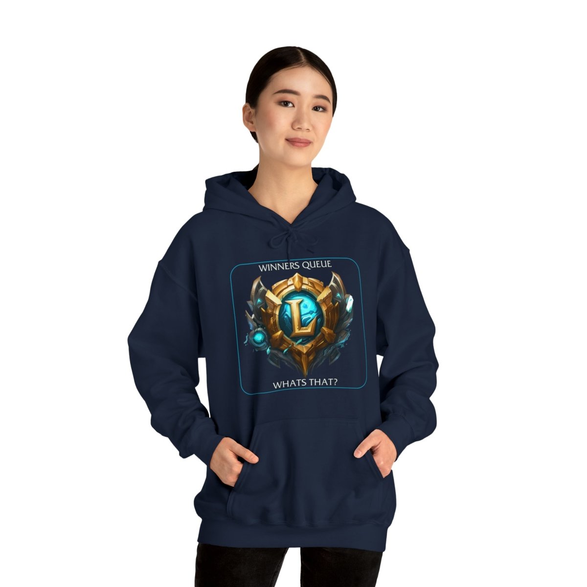 Goated Goods - League of Legends - Winners Queue What's That - Unisex Hoodie - Navy - S