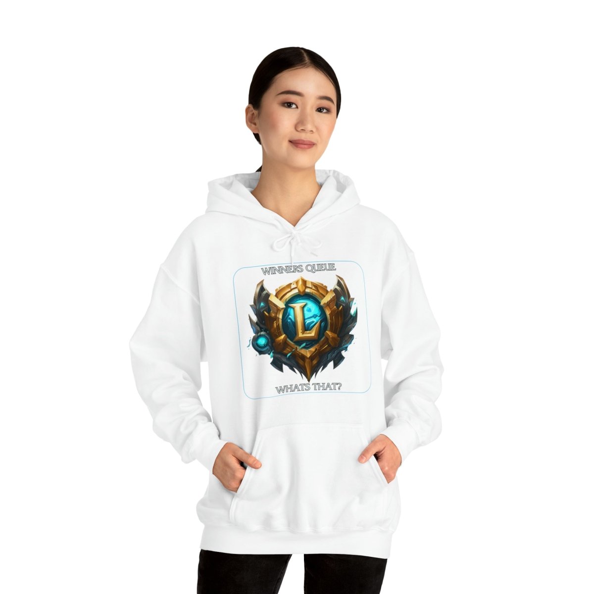 Goated Goods - League of Legends - Winners Queue What's That - Unisex Hoodie - White - S