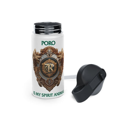 Goated Goods - Legends of Runeterra - Poro is my spirit animal - Stainless Steel Water Bottle, Standard Lid - 12oz - White