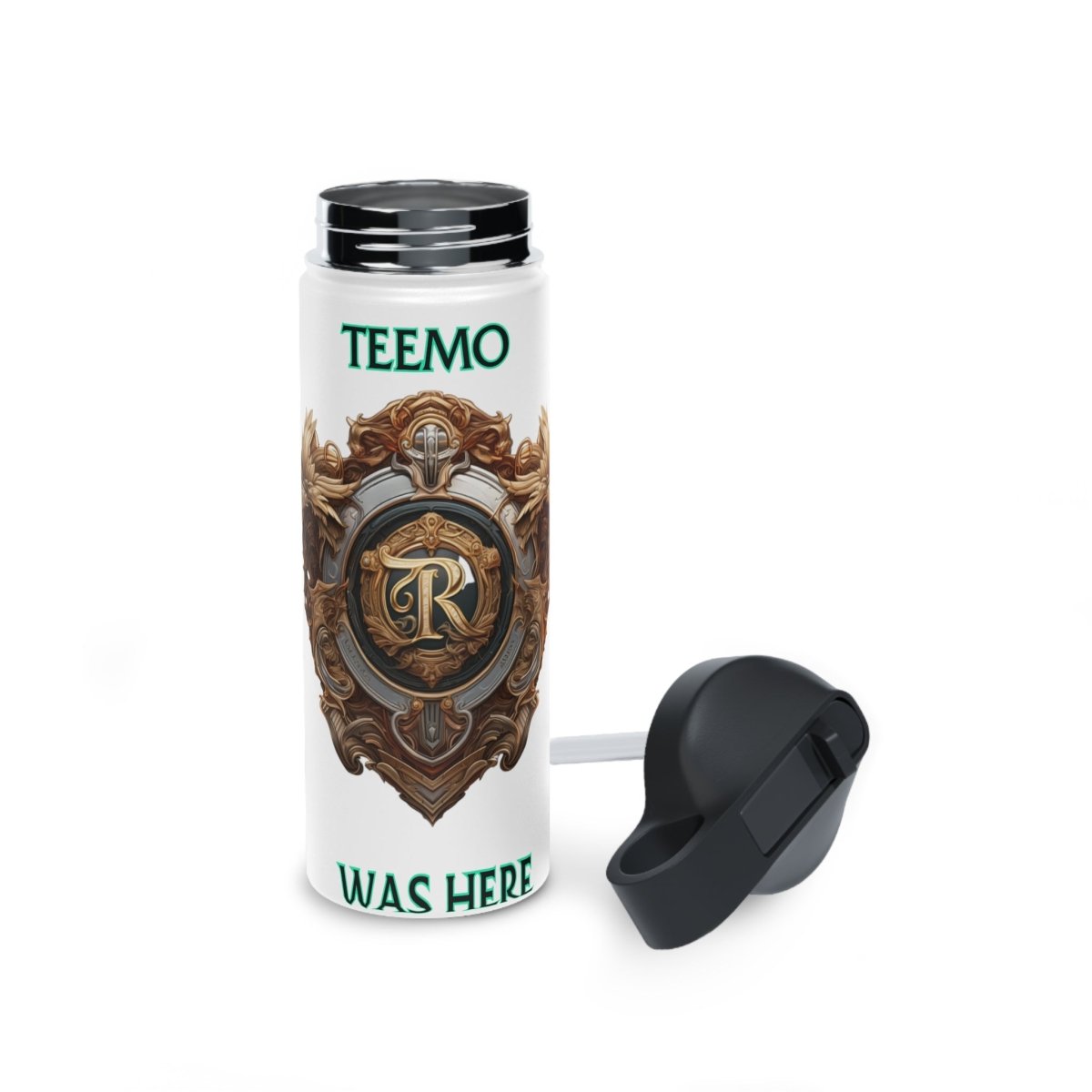 Goated Goods - Legends of Runeterra - Teemo was here - Stainless Steel Water Bottle, Standard Lid - 18oz - White