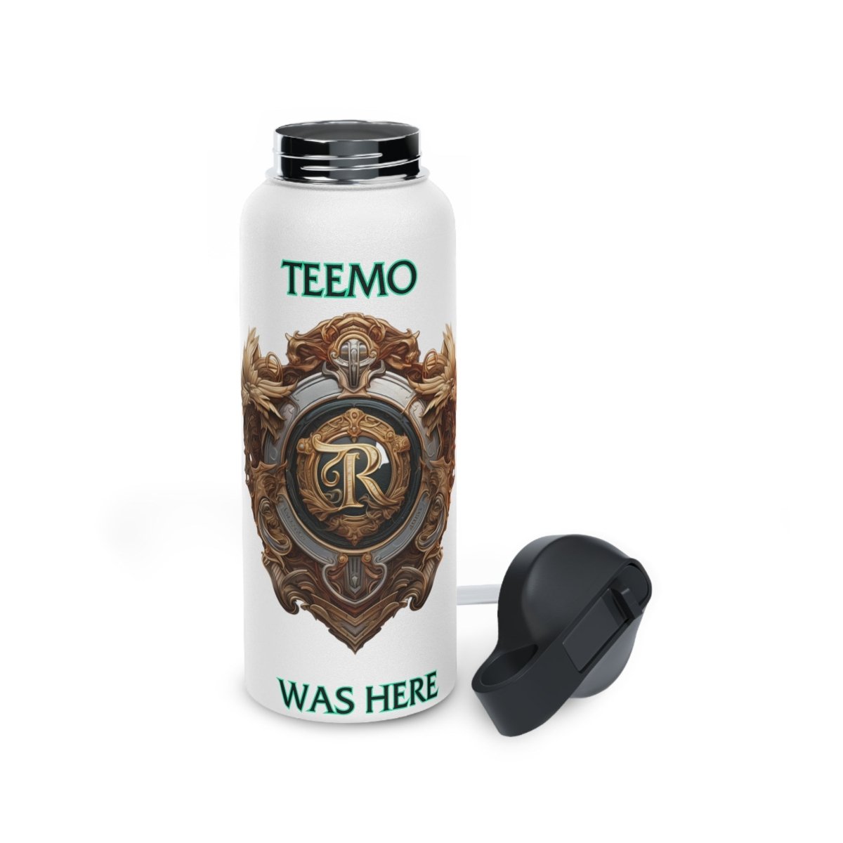 Goated Goods - Legends of Runeterra - Teemo was here - Stainless Steel Water Bottle, Standard Lid - 32oz - White