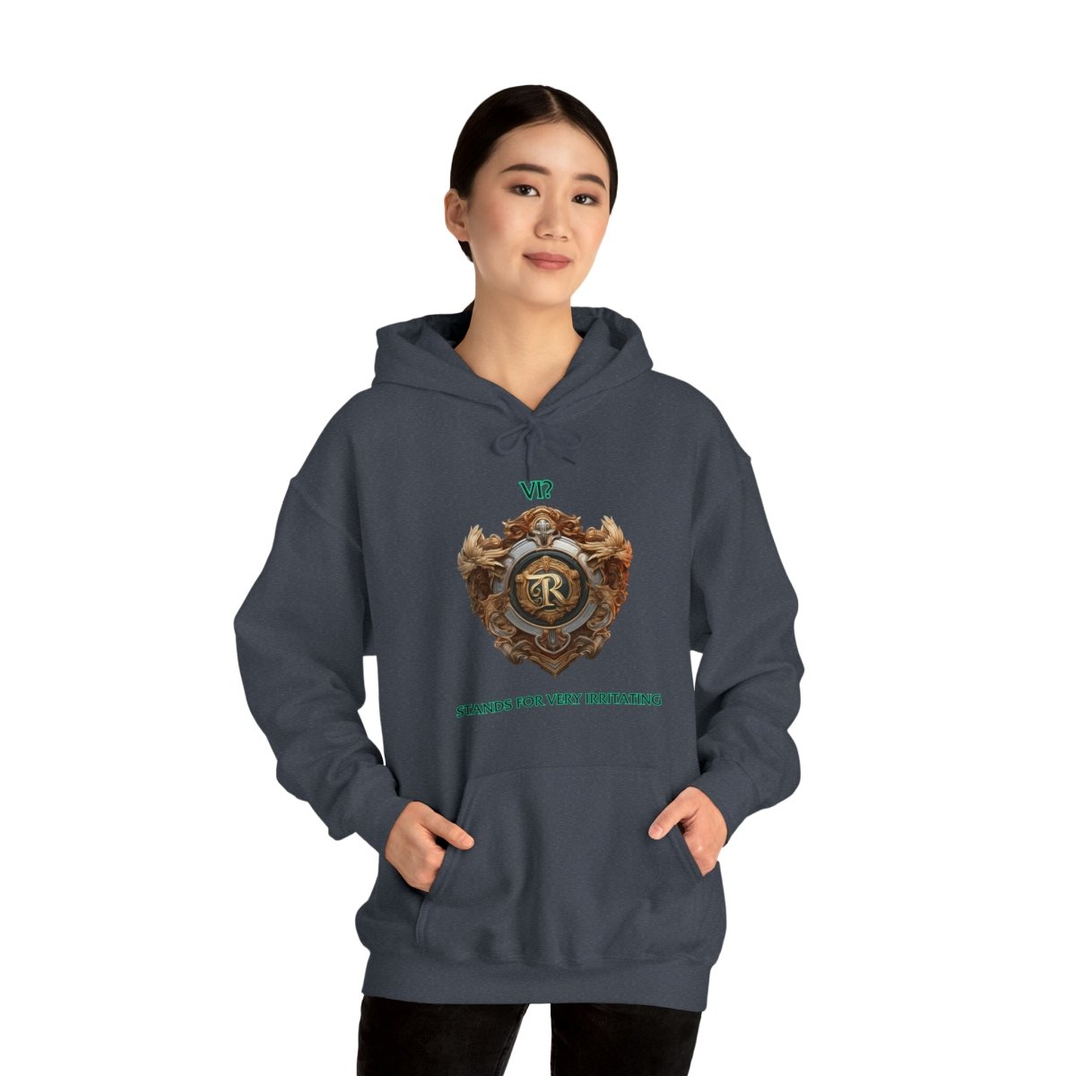 Goated Goods - Legends of Runeterra - Vi Stands for 'Very Irritating - Unisex Hoodie - Heather Navy - S