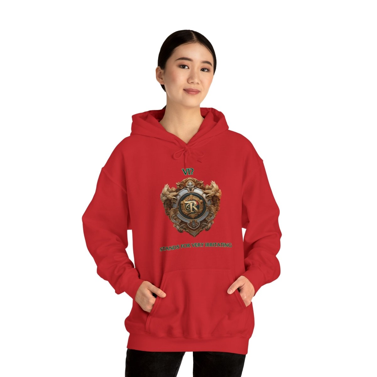 Goated Goods - Legends of Runeterra - Vi Stands for 'Very Irritating - Unisex Hoodie - Red - S