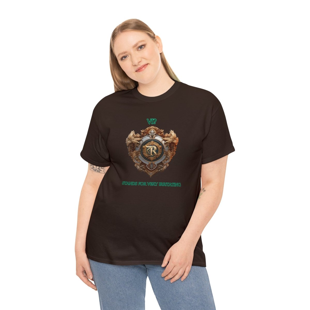 Goated Goods - Legends of Runeterra - Vi Stands for 'Very Irritating - Unisex T-shirt - Dark Chocolate - 3XL