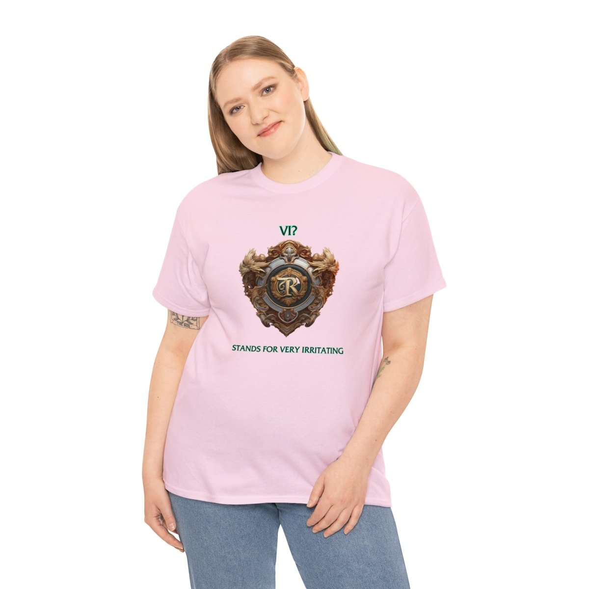 Goated Goods - Legends of Runeterra - Vi Stands for 'Very Irritating - Unisex T-shirt - Light Pink - M