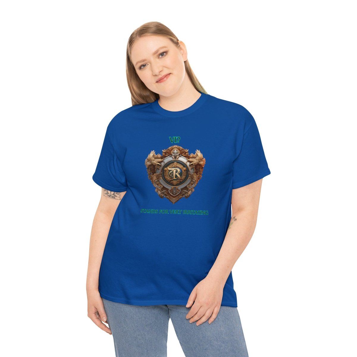 Goated Goods - Legends of Runeterra - Vi Stands for 'Very Irritating - Unisex T-shirt - Royal - S