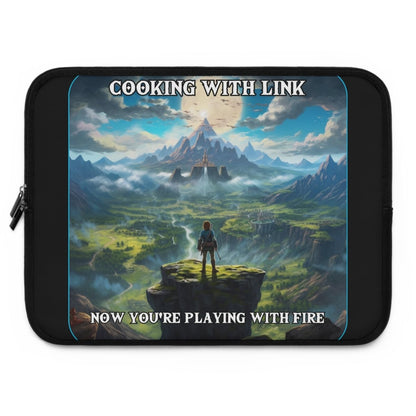 Goated Goods - Link - Cooking with Link, Now You're Playing with Fire - Laptop Sleeve - Black - 17"