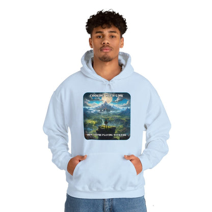 Goated Goods - Link - Cooking with Link, Now You're Playing with Fire - Unisex Hoodie - Light Blue - 2XL