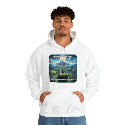 Goated Goods - Link - Cooking with Link, Now You're Playing with Fire - Unisex Hoodie - White - 2XL