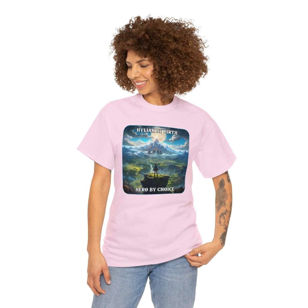 Goated Goods - Link - Hylian By Birth, Hero by choice - Unisex T-shirt - Light Pink - S