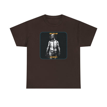 Goated Goods - PUBG - I Don't Need a Map, I Have Instincts - T-shirt - Dark Chocolate - S