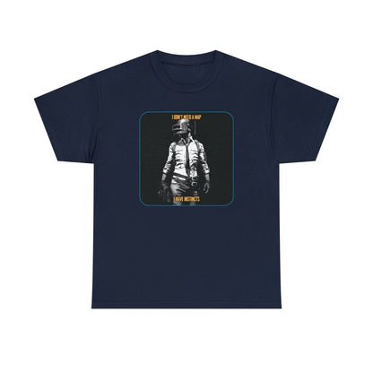 Goated Goods - PUBG - I Don't Need a Map, I Have Instincts - T-shirt - Navy - S