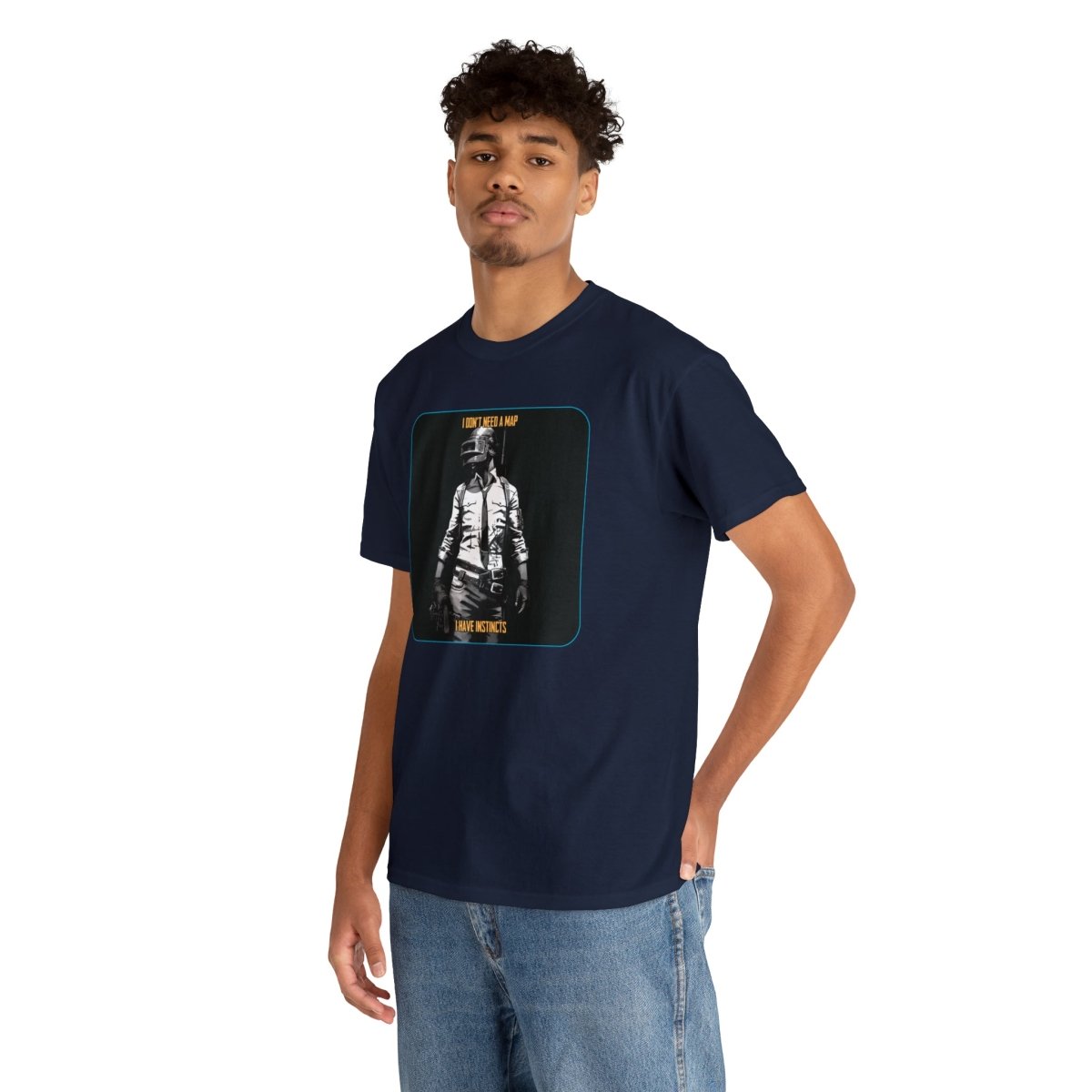 Goated Goods - PUBG - I Don't Need a Map, I Have Instincts - T-shirt - Navy - S