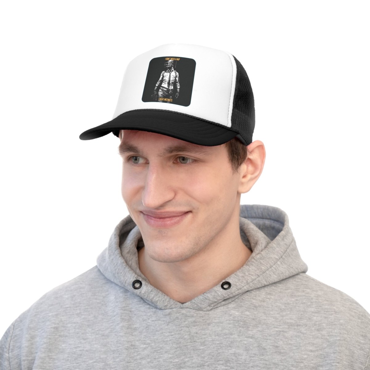 Goated Goods - PUBG - I Don't Need a Map, I Have Instincts - Trucker Hat - Black - One size