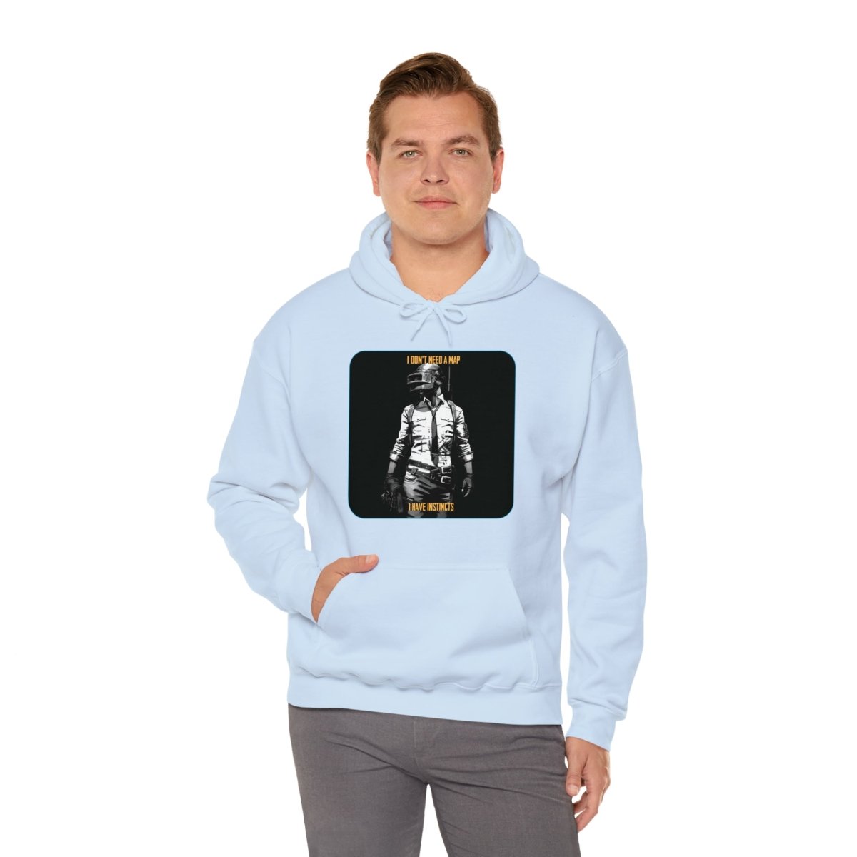 Goated Goods - PUBG - I Don't Need a Map, I Have Instincts - Unisex Hoodie - Light Blue - S