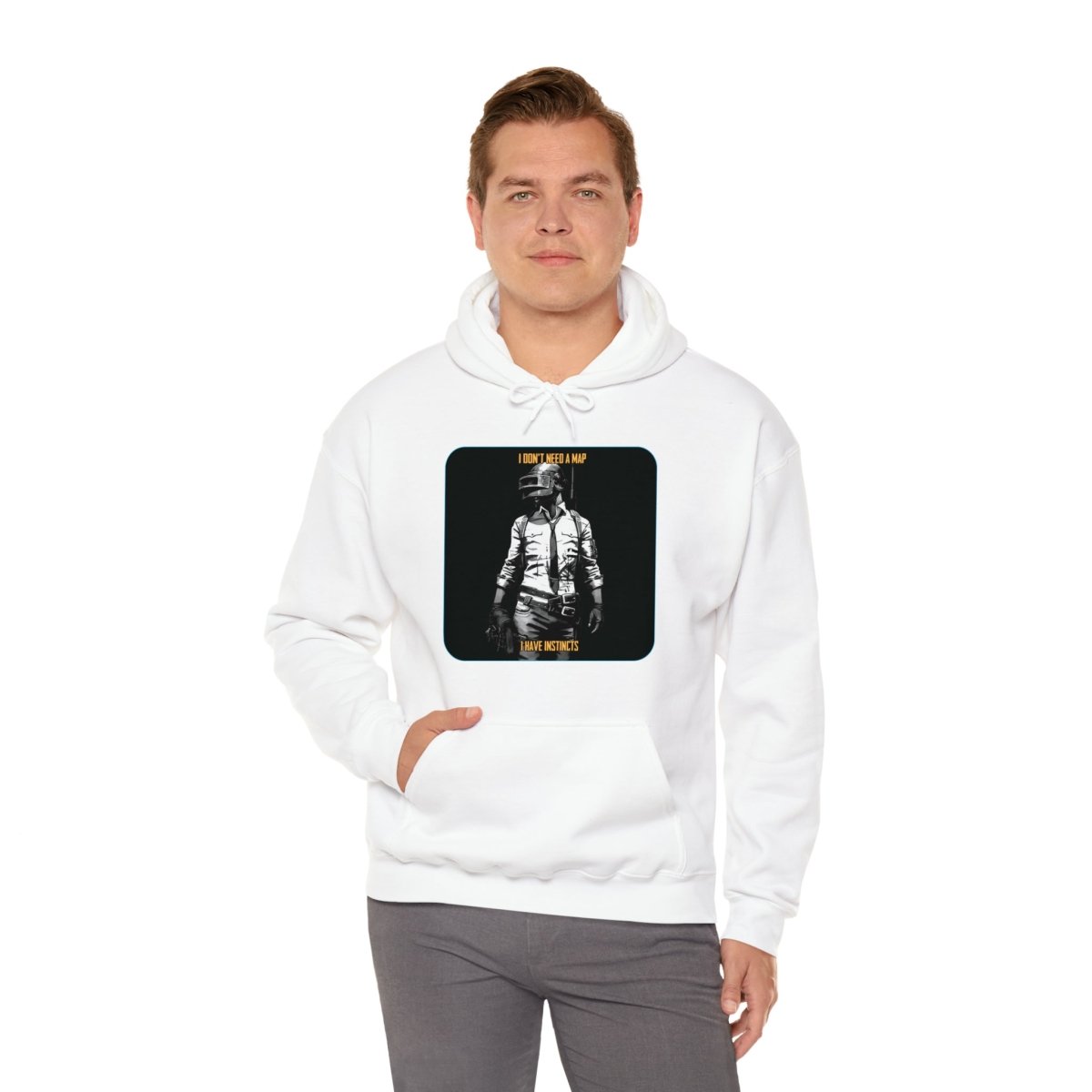 Goated Goods - PUBG - I Don't Need a Map, I Have Instincts - Unisex Hoodie - White - S