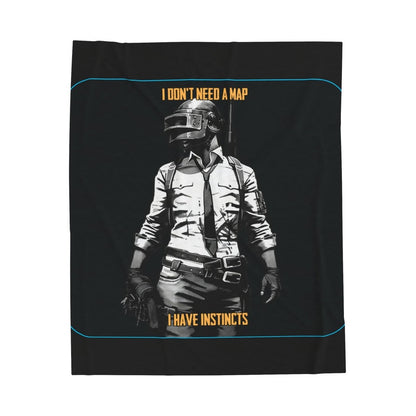 Goated Goods - PUBG - I Don't Need a Map, I Have Instincts - Velveteen Plush Blanket - 30" × 40" -