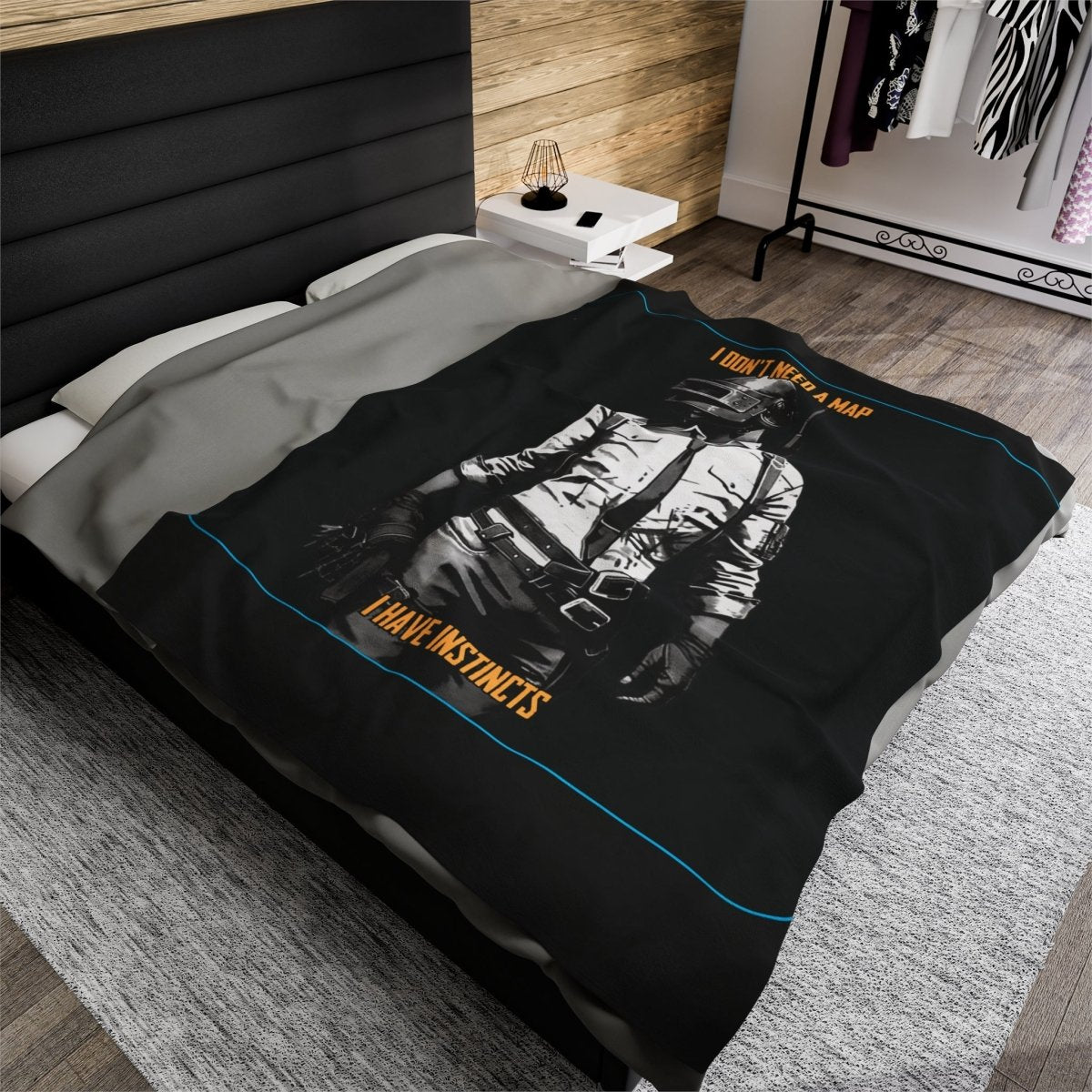 Goated Goods - PUBG - I Don't Need a Map, I Have Instincts - Velveteen Plush Blanket - 60" × 80" -