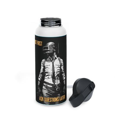 Goated Goods - PUBG - Loot First, Questions Later - Stainless Steel Water Bottle, Standard Lid - 32oz - White