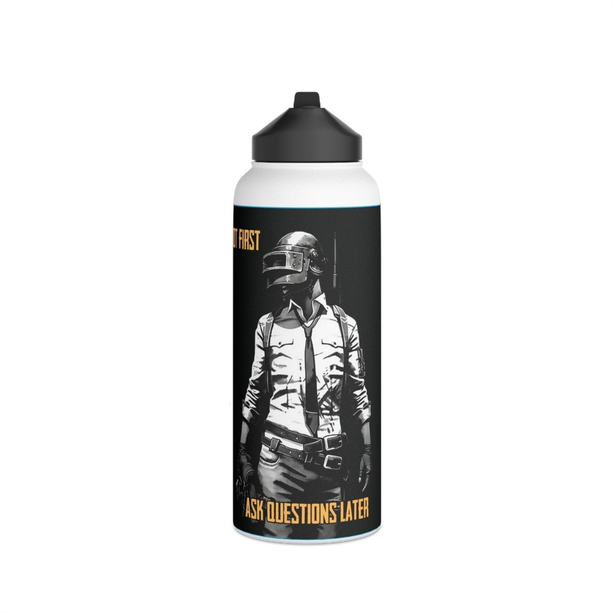 Goated Goods - PUBG - Loot First, Questions Later - Stainless Steel Water Bottle, Standard Lid - 32oz - White