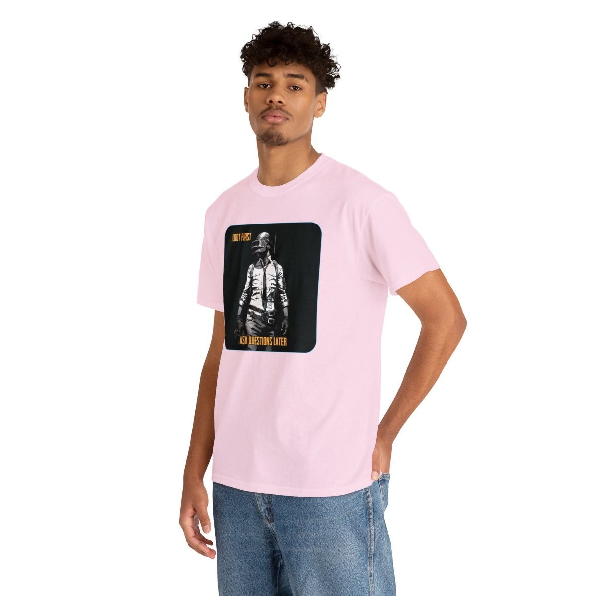 Goated Goods - PUBG - Loot First, Questions Later - T-shirt - Light Pink - S