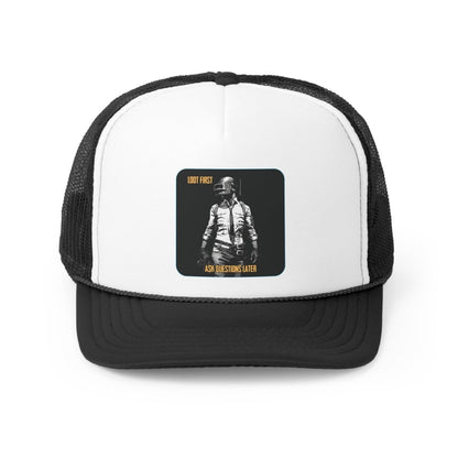 Goated Goods - PUBG - Loot First, Questions Later - Trucker Hat - Black - One size