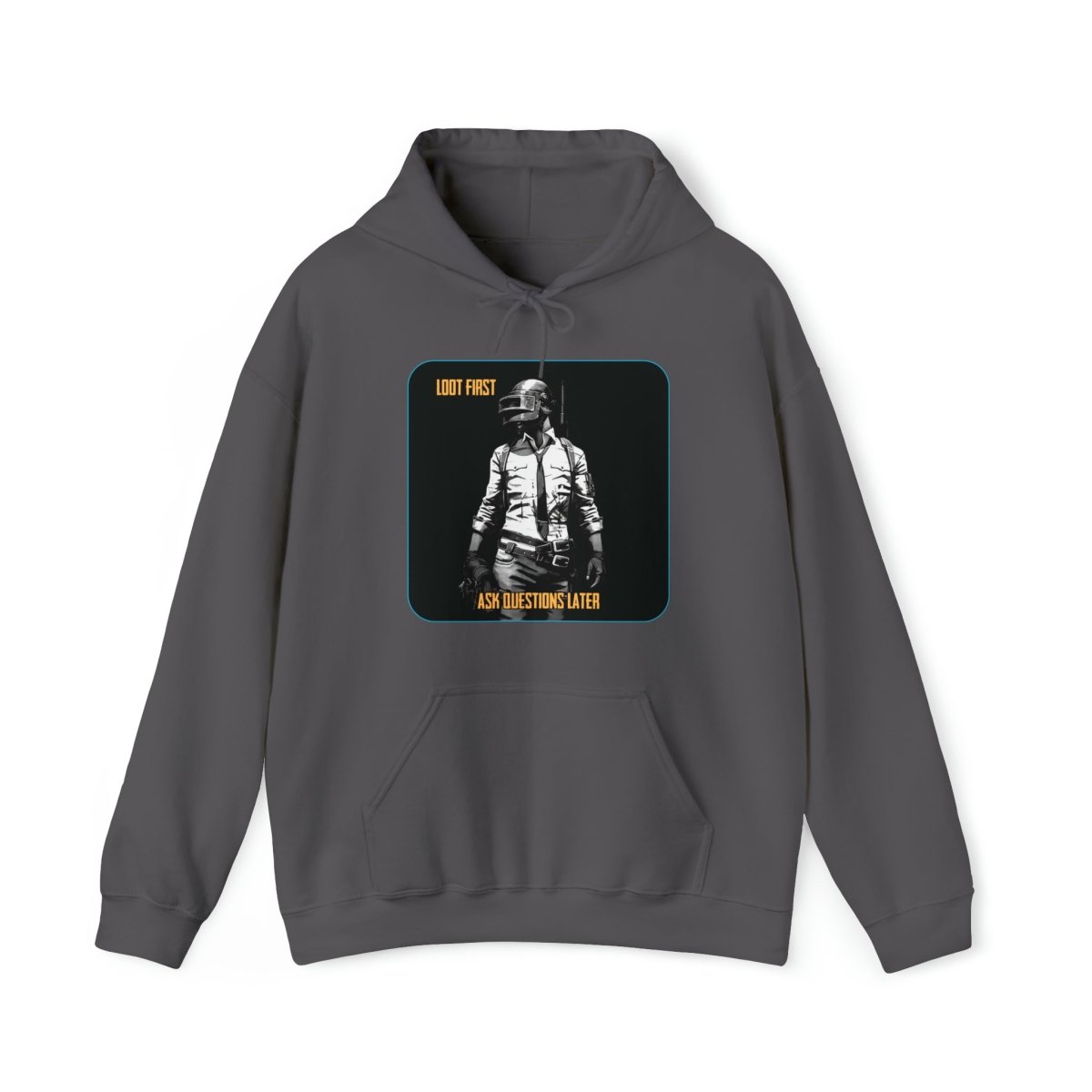 Goated Goods - PUBG - Loot First, Questions Later - Unisex Hoodie - Charcoal - S