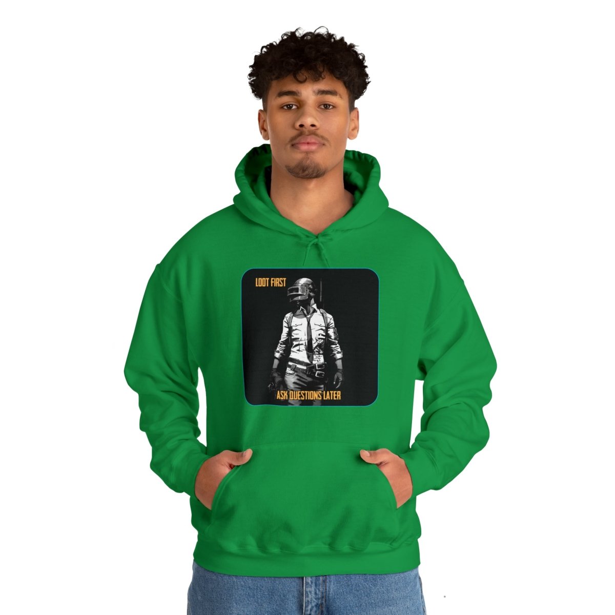 Goated Goods - PUBG - Loot First, Questions Later - Unisex Hoodie - Irish Green - S