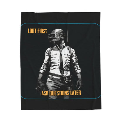 Goated Goods - PUBG - Loot First, Questions Later - Velveteen Plush Blanket - 30" × 40" -